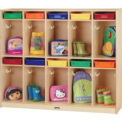 Jonti-Craft 10-Locker Organizer Take Home Center - 10 Compartment(s) - 50.50" Height x 60" Width x 15" Depth - Paper Tray Slot, Double Hook, Lockable - 1 Each