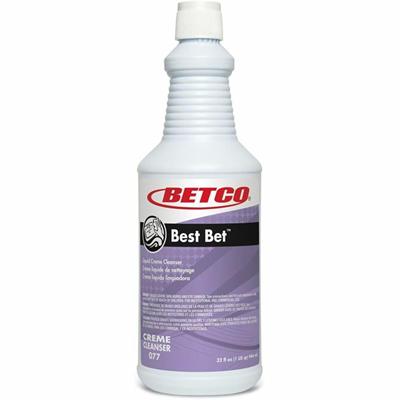 Betco Liquid Abrasive Creme Cleanser - For Ceramic, Tile, Plastic, Porcelain - 32 oz (2 lb) - Mint Scent - Recommended For: Rust Remover, Soap Scum Remover, Stain Remover, Grease Remover, Hard Water Remover, Mineral Deposit Remover - Non-scratching, 