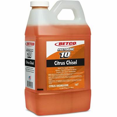 Betco FastDraw 10 Citrus Chisel Cleaner/Degreaser - For Multipurpose - 67.6 fl oz (2.1 quart) - Citrus Scent - Recommended For: Grease Remover, Oil Remover - Non-flammable, Deodorize - Orange Bottle - 4 / Carton