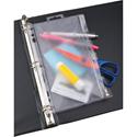 Oxford Zipper Binder Pockets - For 9 1/2" x 6" Sheet - 5 x Holes - Ring Binder - Rectangular - Frost - Vinyl, Poly - 1 Each