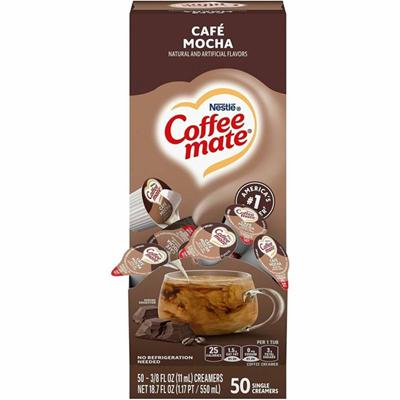 Coffee mate Caf&eacute; Mocha Nondairy Liquid Creamer Singles - Cafe Mocha Flavor - 0.38 fl oz (11 mL) - 50 Serving - 50 / Box