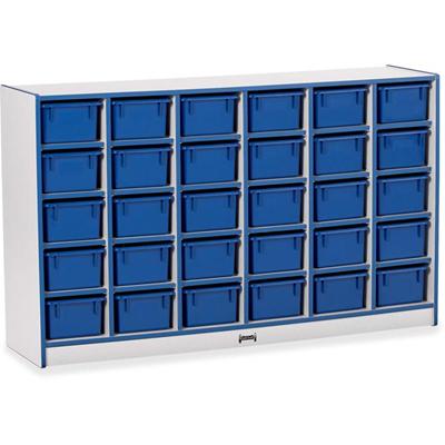 Jonti-Craft Rainbow Accents Cubbie-trays Storage Unit - 30 Compartment(s) - 35.50" Height x 57.50" Width x 15" Depth - Laminated, Chip Resistant - Blue - Rubber - 1 Each