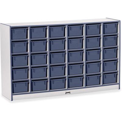 Jonti-Craft Rainbow Accents Cubbie-trays Storage Unit - 30 Compartment(s) - 35.50" Height x 57.50" Width x 15" Depth - Laminated, Chip Resistant - Navy - Rubber - 1 Each