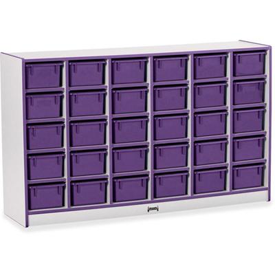 Jonti-Craft Rainbow Accents Cubbie-trays Storage Unit - 30 Compartment(s) - 35.50" Height x 57.50" Width x 15" Depth - Laminated, Chip Resistant - Purple - Rubber - 1 Each