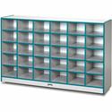 Jonti-Craft Rainbow Accents Toddler Single Storage - 30 Compartment(s) - 35.50" Height x 57.50" Width x 15" Depth - Laminated, Chip Resistant - Teal - Rubber - 1 Each