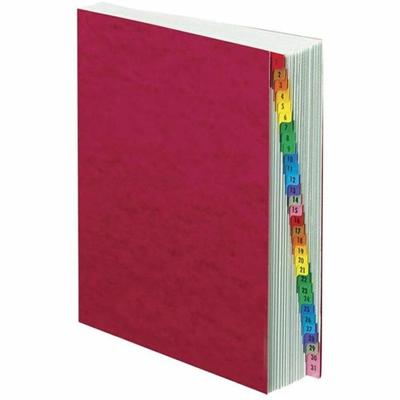 Pendaflex PressGuard Expandable 1-31 Index Desk File - 31 x Divider(s) - Printed Tab(s) - Digit - 1-31 - Letter - 8.50" Width x 11" Length - Red Pressguard Divider - Multicolor Tab(s) - 65% Recycled - Durable, Soil Resistant, Moisture Resistant, Myla