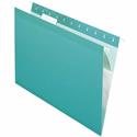 Pendaflex 1/5 Tab Cut Letter Recycled Hanging Folder - 8 1/2" x 11" - 11 pt. - Aqua - Reinforced, Tear Resistant, Durable - 10% Recycled - 25 / Box