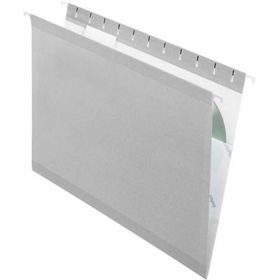 Pendaflex 1/5 Tab Cut Letter Recycled Hanging Folder - 8 1/2" x 11" - 11 pt. - Gray - Reinforced, Perforated - 10% Recycled - 25 / Box