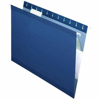 Pendaflex 1/5 Tab Cut Letter Recycled Hanging Folder - 8 1/2" x 11" - 11 pt. - Navy - PVC-free, Reinforced, Perforated, Durable, Acid-free, Tear Resistant - 10% Recycled - 25 / Box