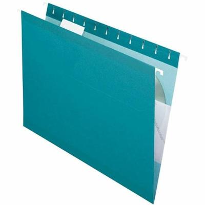 Pendaflex 1/5 Tab Cut Letter Recycled Hanging Folder - 8 1/2" x 11" - 11 pt. - Teal - Reinforced, PVC-free, Tear Resistant, Durable, Perforated, Acid-free - 10% Recycled - 25 / Box