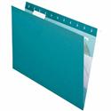 Pendaflex 1/5 Tab Cut Letter Recycled Hanging Folder - 8 1/2" x 11" - 11 pt. - Teal - Reinforced, PVC-free, Tear Resistant, Durable, Perforated, Acid-free - 10% Recycled - 25 / Box