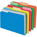 Pendaflex Double Stuff 1/3 Tab Cut Letter Recycled Top Tab File Folder - 8 1/2" x 11" - 250 Sheets Capacity - Top Tab Location - Assorted Tab Position - 11 pt. - Blue, Red, Orange, Yellow, Bright Green - Sturdy, Acid-free, Reinforced Tab, Durable - 1