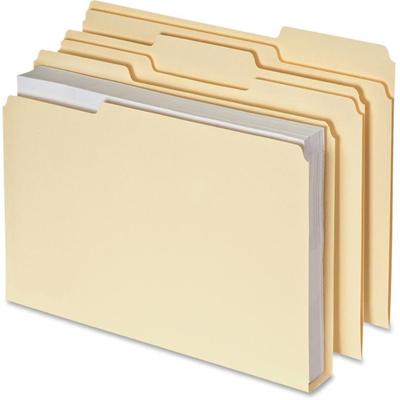 Pendaflex Double Stuff 1/3 Tab Cut Letter Recycled Top Tab File Folder - 8 1/2" x 11" - 600 Sheets Capacity - Top Tab Location - Assorted Tab Position - 11 pt. - Manila - Flexible, Sturdy, Acid-free - 10% Fiber Recycled - 50 / Box