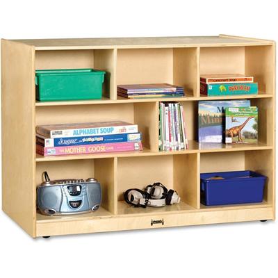 Jonti-Craft Rainbow Accents Super-size Double-sided Storage Shelf - 35.50" Height x 48" Width x 28.50" Depth - Durable, Yellowing Resistant, Rounded Corner - UV Acrylic - Baltic - Hard Rubber - 1 Each