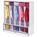 Jonti-Craft Rainbow Accents Step 5 Section Locker - 5 Compartment(s) - 50.50" Height x 48" Width x 17.50" Depth - Double Hook, Durable - Purple - 1 Each