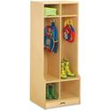 Jonti-Craft Rainbow Accents 2 Section Sitting Step Coat Locker - 2 Compartment(s) - 50.50" Height x 20" Width x 17.50" Depth - Double Hook, Durable, Laminated, Rounded Corner - Baltic - Birch Plywood - 1 Each