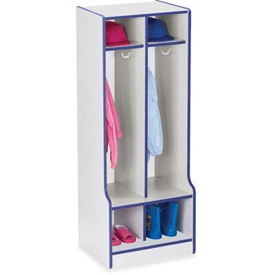 Jonti-Craft Rainbow Accents Double Coat Hooks Step Locker - 2 Compartment(s) - 50.50" Height x 20" Width x 17.50" Depth - Double Hook, Durable - Blue - 1 Each