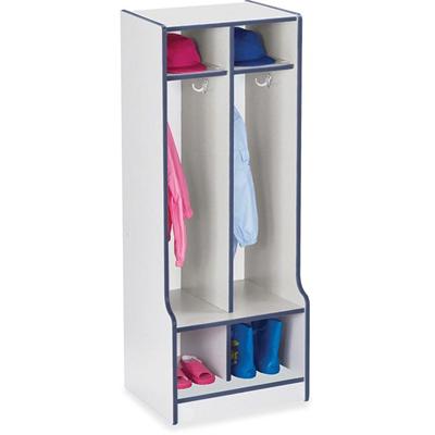 Jonti-Craft Rainbow Accents Double Coat Hooks Step Locker - 2 Compartment(s) - 50.50" Height x 20" Width x 17.50" Depth - Double Hook, Durable - Navy - 1 Each