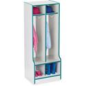 Jonti-Craft Rainbow Accents Double Coat Hooks Step Locker - 2 Compartment(s) - 50.50" Height x 20" Width x 17.50" Depth - Double Hook, Durable - Teal - 1 Each