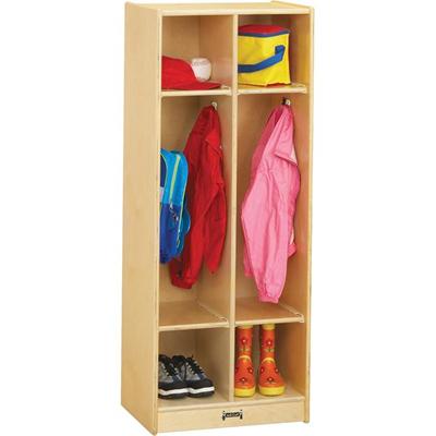 Jonti-Craft Rainbow Accents 2 Section Coat Locker - 2 Compartment(s) - 50.50" Height x 20" Width x 15" Depth - Double Hook, Durable, Rounded Corner, Yellowing Resistant - UV Acrylic - Baltic - Birch Plywood - 1 Each