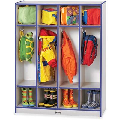Jonti-Craft Rainbow Accents 4 Section Coat Locker - 4 Compartment(s) - 50.50" Height x 39" Width x 15" Depth - Laminated, Durable - Blue - 1 Each