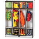 Jonti-Craft Rainbow Accents 4 Section Coat Locker - 4 Compartment(s) - 50.50" Height x 39" Width x 15" Depth - Durable, Laminated - Black - 1 Each