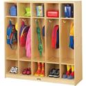 Jonti-Craft Rainbow Accents 5 Section Coat Locker - 5 Compartment(s) - 50.50" Height x 48" Width x 15" Depth - Double Hook, Durable, Rounded Corner, Yellowing Resistant - UV Acrylic - Baltic - Birch Plywood - 1 Each