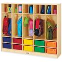 Jonti-Craft Rainbow Accents Large Locker Organizer - 4 Tier(s) - 50.50" Height x 60" Width x 15" Depth - Double Hook, Rounded Corner, Durable, Stain Resistant, Yellowing Resistant - UV Acrylic - Baltic - Wood, Medium Density Fiberboard (MDF) - 1 Each