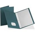 Oxford Letter Recycled Pocket Folder - 8 1/2" x 11" - 135 Sheets Capacity - 3 x Tang Fastener(s) - 2 Inside Front & Back Pocket(s) - Teal - Punched, Die-cut, Tear Resistant, Gusset, Embossed - 10% Recycled - 25 / Box
