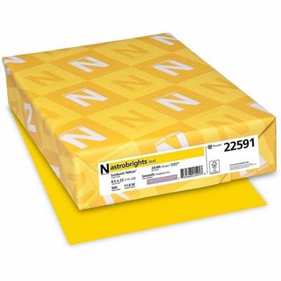 Neenah Color Paper - Sun Yellow - Letter - 8 1/2" x 11" - 24 lb Basis Weight - Smooth - Green Seal - Heavyweight, Acid-free, Lignin-free - Sunburst Yellow - 500 / Pack