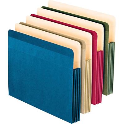 Pendaflex Letter Recycled File Pocket - 8 1/2" x 11" - 700 Sheets Capacity - 3 1/2" Expansion - Blue, Red, Yellow, Green - Reinforced Gusset, Tear Resistant, Laminated, Durable - 60% Fiber Recycled - 4 / Pack