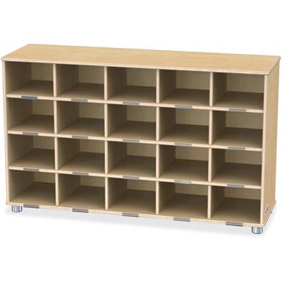 Jonti-Craft TrueModern 20-cubbie Shelf Unit - 20 Compartment(s) - 29.50" Height x 48.50" Width x 15" Depth - Durable, Rounded Corner, Yellowing Resistant - UV Acrylic - Baltic - Anodized Aluminum, Baltic Birch - 1 Each