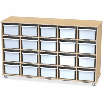 Jonti-Craft TrueModern 20-Cubbie Bins Storage - 20 Compartment(s) - 29.50" Height x 48.50" Width x 15" Depth - Durable, Rounded Corner, Yellowing Resistant - UV Acrylic - Baltic - Anodized Aluminum, Baltic Birch - 1 Each