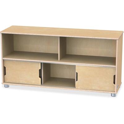 Jonti-Craft TrueModern Storage Shelves - 24" Height x 48.50" Width x 15" Depth - Durable, Yellowing Resistant, Rounded Corner, Sliding Door - UV Acrylic - Baltic - Anodized Aluminum, Baltic Birch - 1 Each