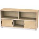 Jonti-Craft TrueModern Storage Shelves - 24" Height x 48.50" Width x 15" Depth - Durable, Yellowing Resistant, Rounded Corner, Sliding Door - UV Acrylic - Baltic - Anodized Aluminum, Baltic Birch - 1 Each