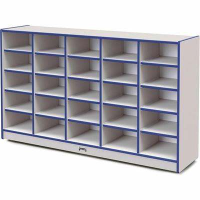 Jonti-Craft Rainbow Accents Cubbie Mobile Storage - 25 Compartment(s) - 35.50" Height x 60" Width x 15" Depth - Durable, Laminated - Blue - Hard Rubber - 1 Each
