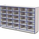 Jonti-Craft Rainbow Accents Cubbie Mobile Storage - 25 Compartment(s) - 35.50" Height x 60" Width x 15" Depth - Durable, Laminated - Blue - Hard Rubber - 1 Each