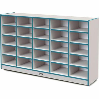 Jonti-Craft Rainbow Accents Cubbie Mobile Storage - 25 Compartment(s) - 35.50" Height x 60" Width x 15" Depth - Durable, Laminated - Teal - Hard Rubber - 1 Each