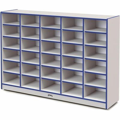 Jonti-Craft Rainbow Accents Cubbie Mobile Storage - 30 Compartment(s) - 42" Height x 60" Width x 15" Depth - Durable, Laminated - Blue - Hard Rubber - 1 Each