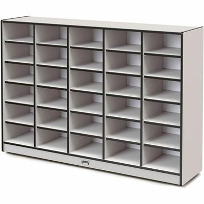 Jonti-Craft Rainbow Accents Cubbie Mobile Storage - 30 Compartment(s) - 42" Height x 60" Width x 15" Depth - Durable, Laminated - Black - Hard Rubber - 1 Each
