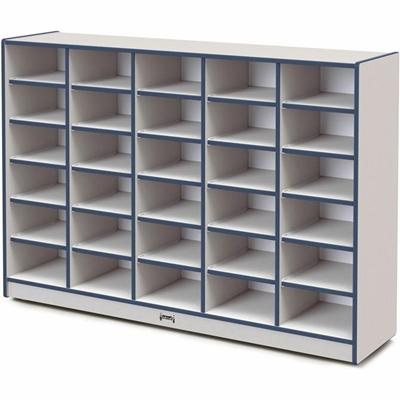 Jonti-Craft Rainbow Accents Cubbie Mobile Storage - 30 Compartment(s) - 42" Height x 60" Width x 15" Depth - Durable, Laminated - Navy - Hard Rubber - 1 Each
