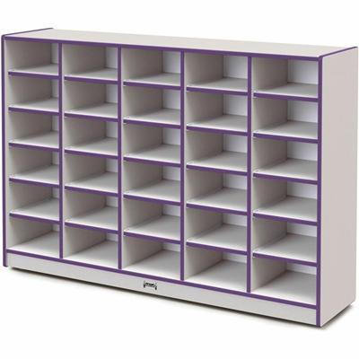 Jonti-Craft Rainbow Accents Cubbie Mobile Storage - 30 Compartment(s) - 42" Height x 60" Width x 15" Depth - Durable, Laminated - Purple - Hard Rubber - 1 Each