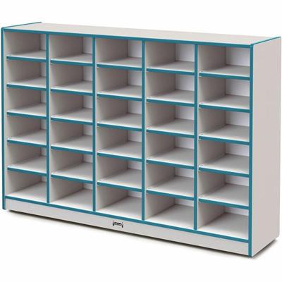 Jonti-Craft Rainbow Accents Cubbie Mobile Storage - 30 Compartment(s) - 42" Height x 60" Width x 15" Depth - Durable, Laminated - Teal - Hard Rubber - 1 Each