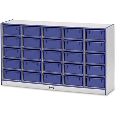 Jonti-Craft Rainbow Accents Mobile Tub Bin Storage - 25 Compartment(s) - 35.50" Height x 60" Width x 15" Depth - Durable, Laminated - Blue - Hard Rubber - 1 Each