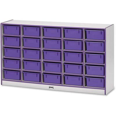 Jonti-Craft Rainbow Accents Mobile Tub Bin Storage - 25 Compartment(s) - 35.50" Height x 60" Width x 15" Depth - Durable, Laminated - Purple - Hard Rubber - 1 Each