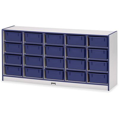 Jonti-Craft Rainbow Accents Cubbie Mobile Storage - 20 Compartment(s) - 29.50" Height x 24.50" Width x 15" Depth - Durable, Laminated - Blue - Hard Rubber - 1 Each