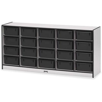Jonti-Craft Rainbow Accents Cubbie Mobile Storage - 20 Compartment(s) - 29.50" Height x 24.50" Width x 15" Depth - Durable, Laminated - Black - Hard Rubber - 1 Each