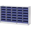 Jonti-Craft Rainbow Accents Mobile Paper-Tray Storage - 30 Compartment(s) - 35.50" Height x 60" Width x 15" Depth - Chip Resistant, Laminated - Blue - Rubber - 1 Each