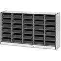 Jonti-Craft Rainbow Accents Mobile Paper-Tray Storage - 30 Compartment(s) - 35.50" Height x 60" Width x 15" Depth - Chip Resistant, Laminated - Black - Rubber - 1 Each