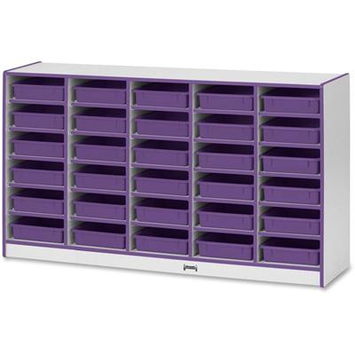 Jonti-Craft Rainbow Accents Mobile Paper-Tray Storage - 30 Compartment(s) - 35.50" Height x 60" Width x 15" Depth - Chip Resistant, Laminated - Purple - Rubber - 1 Each